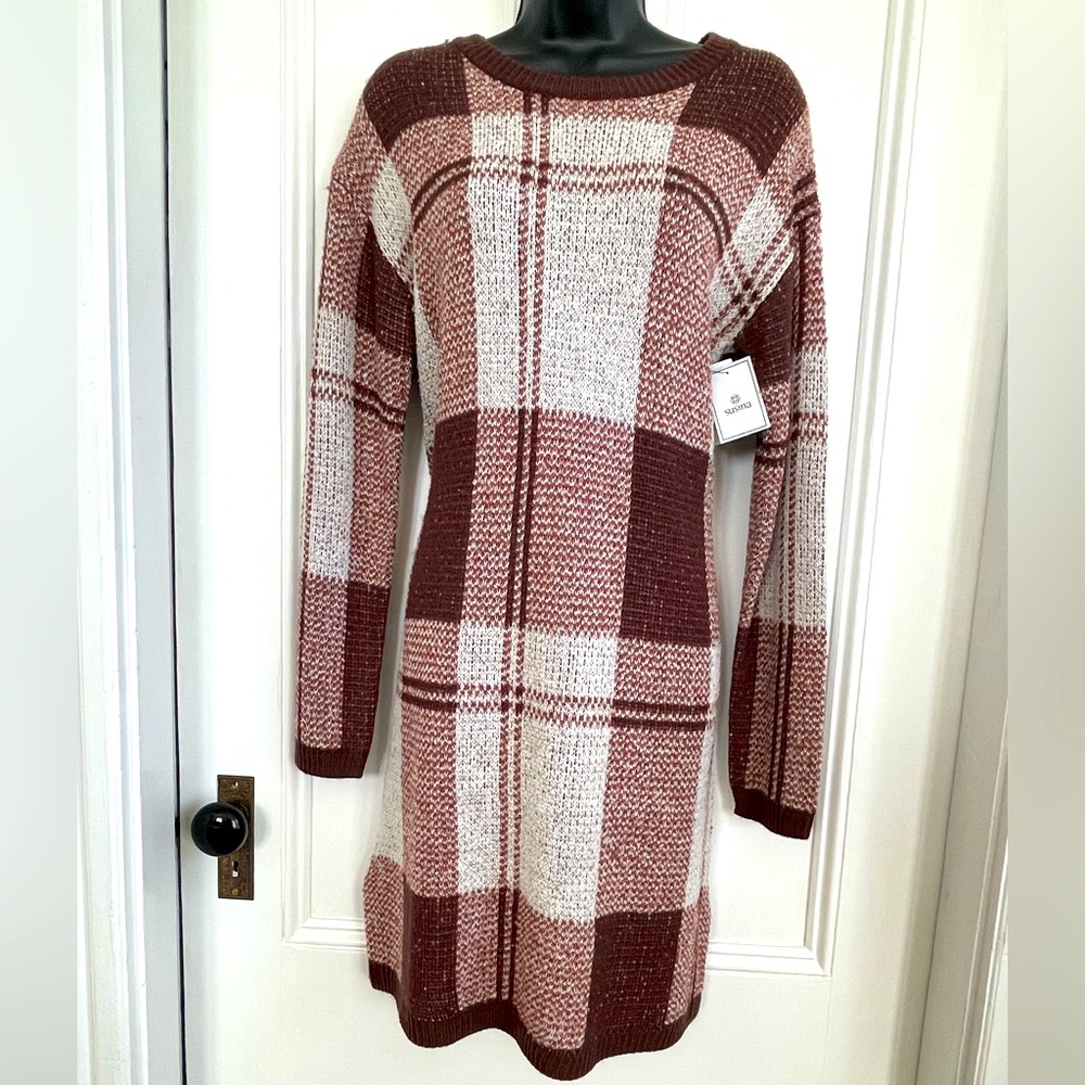 Plaid long sleeve sweater dress NWT